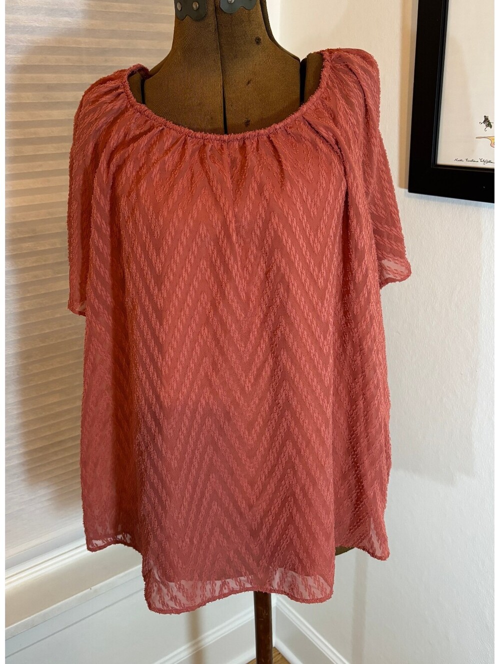 LC Lauren Conrad Textured Polyester Blouse XXL Rust (2182)
